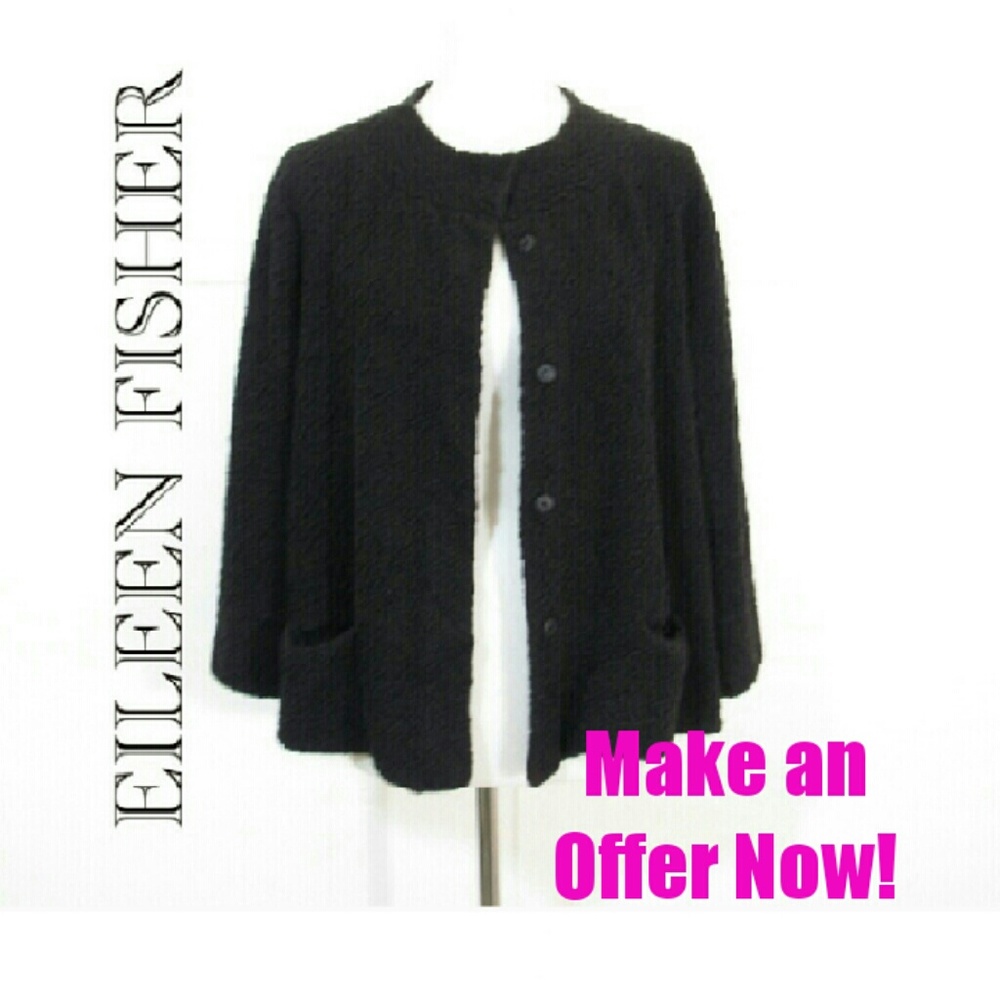 Eileen Fisher Black Organic Cotton Jacket XL